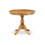 Round Dining Table Natural Acacia Color Top Surface, Asian Wood Round Table Pedestal Legs -Natural Acacia Finish