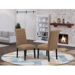 Bremond Parson Chair With Black Leg And Linen Fabric Light Sable - Set Of 2