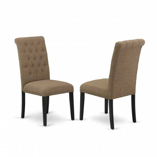 Bremond Parson Chair With Black Leg And Linen Fabric Light Sable - Set Of 2