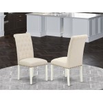 Bremond Parson Chair, Linen White Leg And Linen Fabric Light Beige - Set Of 2