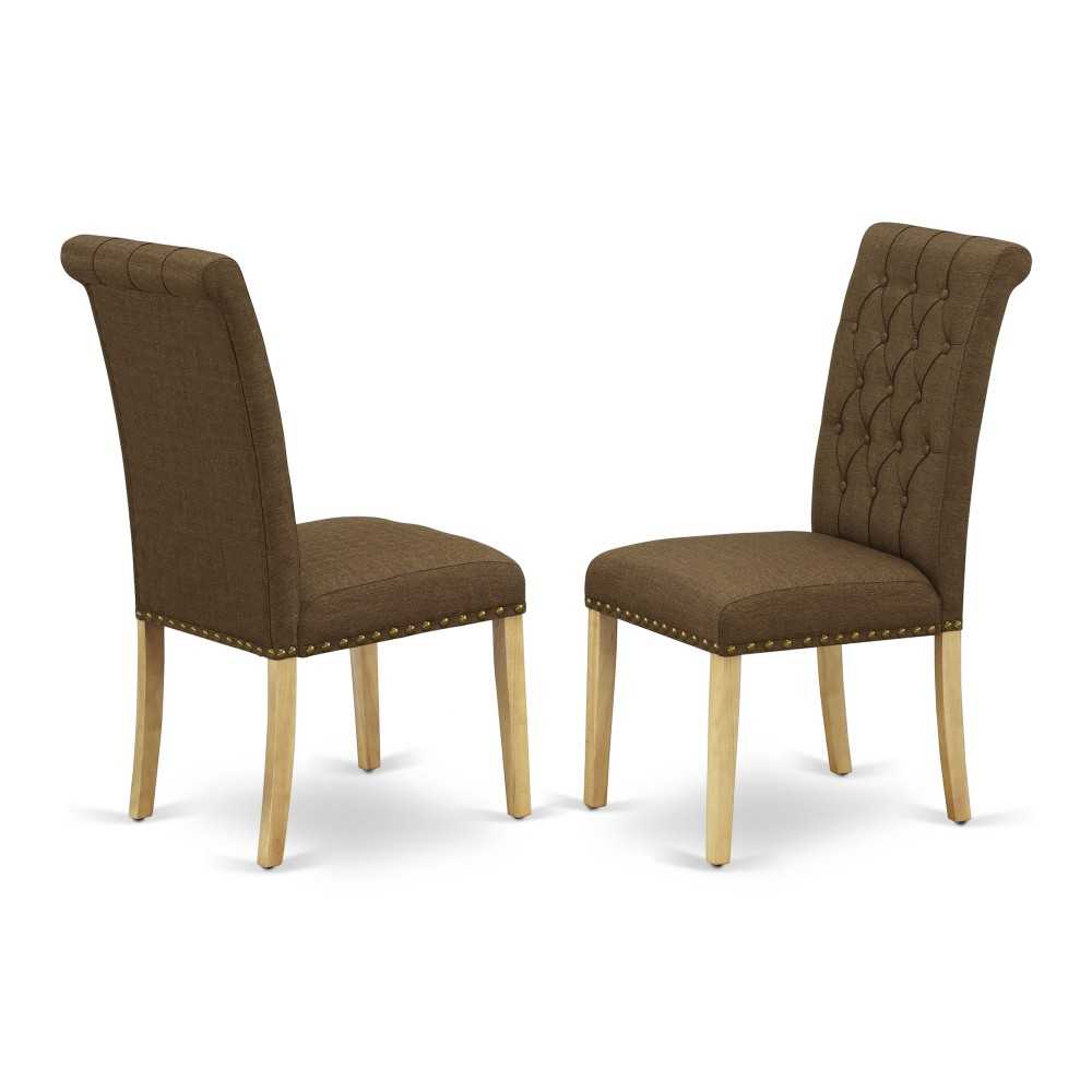 Bremond Parson Chair With Oak Leg And Linen Fabric - Set Of 2