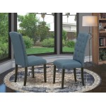Celina Parson Chair With Black Leg And Linen Fabric - Set Of 2