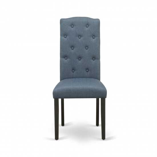 Celina Parson Chair With Black Leg And Linen Fabric - Set Of 2
