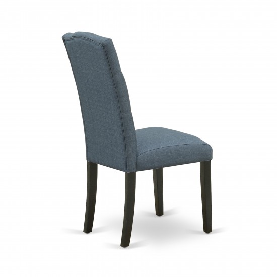 Celina Parson Chair With Black Leg And Linen Fabric - Set Of 2