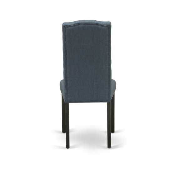 Celina Parson Chair With Black Leg And Linen Fabric - Set Of 2