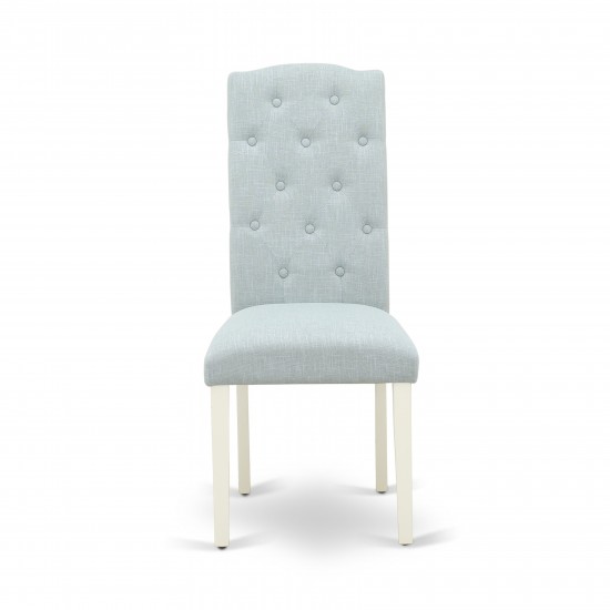 Celina Parson Chair With Linen White Leg And Linen Fabric Baby Blue - Set Of 2