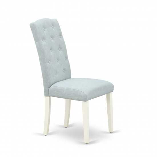 Celina Parson Chair With Linen White Leg And Linen Fabric Baby Blue - Set Of 2