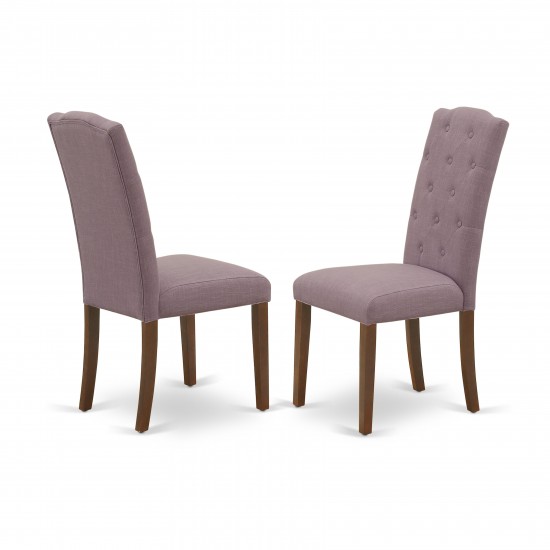 Celina Parson Chair With Mahogany Leg And Linen Fabric Dahlia - Set Of 2