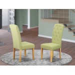 Celina Parson Chair With Oakleg And Linen Fabric-Lime Light Color - Set Of 2