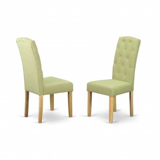 Celina Parson Chair With Oakleg And Linen Fabric-Lime Light Color - Set Of 2