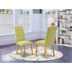 Celina Parson Chair With Oak Leg And Linen Fabric Limelight - Set Of 2