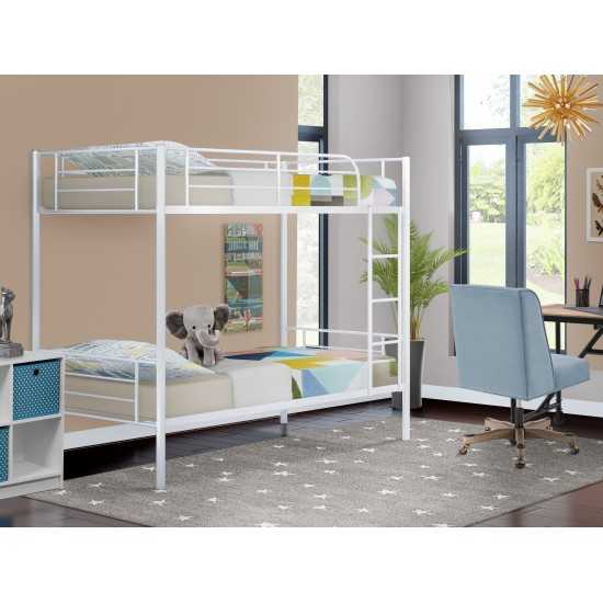 Danbury Twin Bunk Bed In Powder Coating White Color