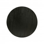 Round Wood Table Wire Brushed Black Color Top Surface, Pedestal Legs