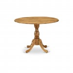Round Dining Table Natural Acacia Color Top Surface, Asian Wood Table Pedestal Legs -Natural Acacia Finish