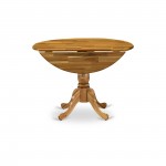 Round Dining Table Natural Acacia Color Top Surface, Asian Wood Table Pedestal Legs -Natural Acacia Finish