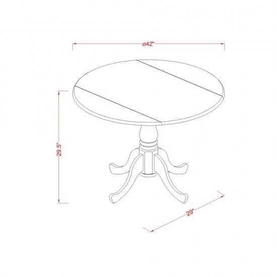 Round Dining Table Natural Acacia Color Top Surface, Asian Wood Table Pedestal Legs -Natural Acacia Finish