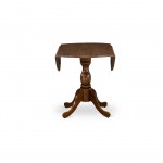 Round Table Acacia Walnut Color Top Surface, Asian Wood Drops Leave Small Table Pedestal Legs -Acacia Walnut Finish