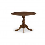 Round Table Acacia Walnut Color Top Surface, Asian Wood Drops Leave Small Table Pedestal Legs -Acacia Walnut Finish
