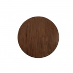 Round Table Acacia Walnut Color Top Surface, Asian Wood Drops Leave Small Table Pedestal Legs -Acacia Walnut Finish