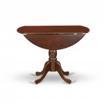 Round Table Mahogany Color Drops Leave Top Surface, Asian Wood Table Pedestal Legs -Mahogany Finish