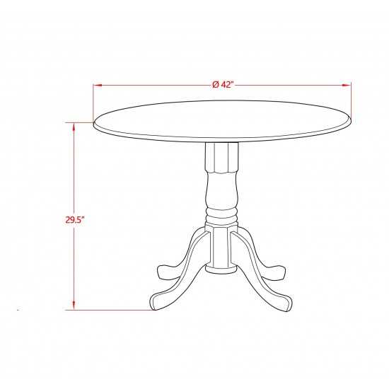 Round Table Drops Leave Oak Color Top Surface, Asian Wood Kitchen Dining Table Pedestal Legs -Oak Finish