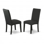 Parson Chair With Black Finish Leg And Linen Fabric- Black Color - Set Of 2