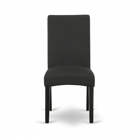 Parson Chair With Black Finish Leg And Linen Fabric- Black Color - Set Of 2