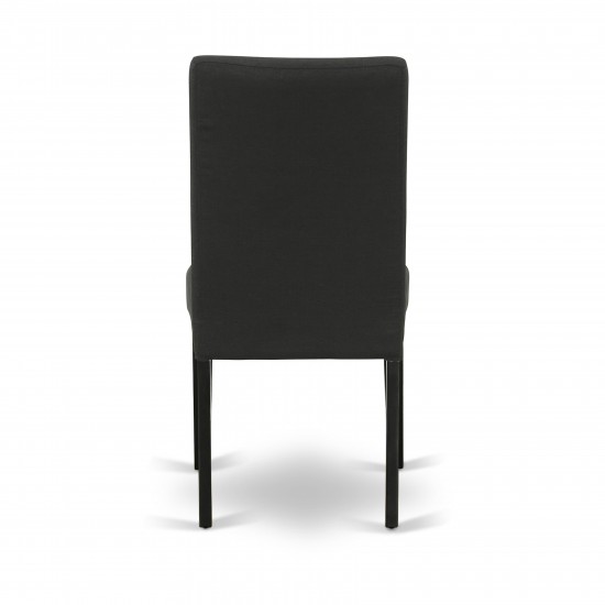 Parson Chair With Black Finish Leg And Linen Fabric- Black Color - Set Of 2