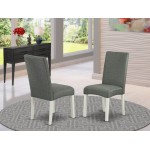 Parson Chair With Linen Whiteleg And Linen Fabric- Gray Color - Set Of 2