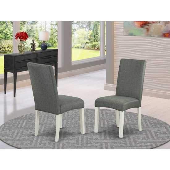 Parson Chair With Linen Whiteleg And Linen Fabric- Gray Color - Set Of 2