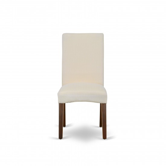 Parson Chair With Mahogany Finish Leg And Linen Fabric- Cream Color - Set Of 2