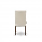 Parson Chair With Mahogany Finish Leg And Linen Fabric- Cream Color - Set Of 2