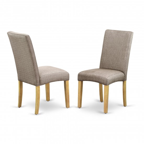 Parson Chair With Oak Finish Leg And Linen Fabric- Dark Khaki Color - Set Of 2