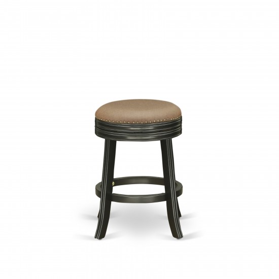 Swivel Backless Barstool 24'' Seat Height, Black Leg, F12-12 Pu Leather Brown Roast