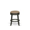 Swivel Backless Barstool 24'' Seat Height, Black Leg, F12-12 Pu Leather Brown Roast