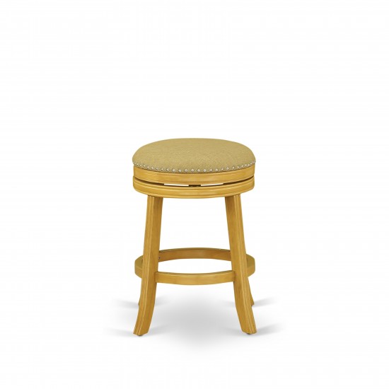 Swivel Backless Barstool 24'' Seat Height, Oak Leg, F12-16 Pu Leather Vegas Gold