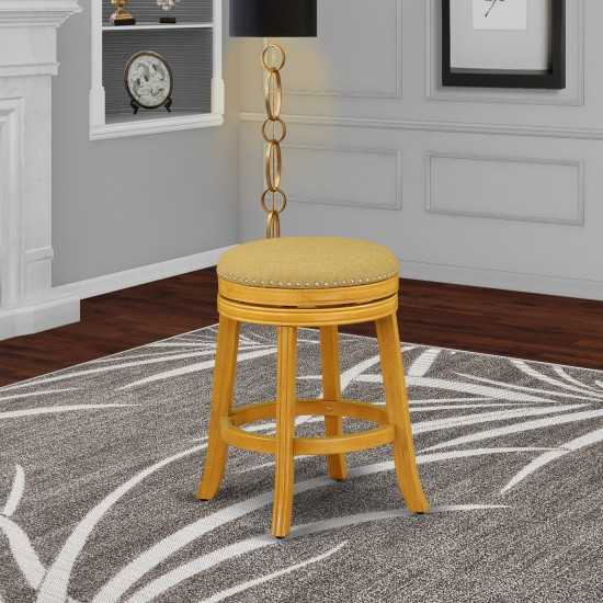 Swivel Backless Barstool 24'' Seat Height, Oak Leg, F12-16 Pu Leather Vegas Gold