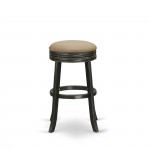 Swivel Backless Barstool 30\'\' Seat Height, Black Leg, F12-12 Pu Leather Brown Roast