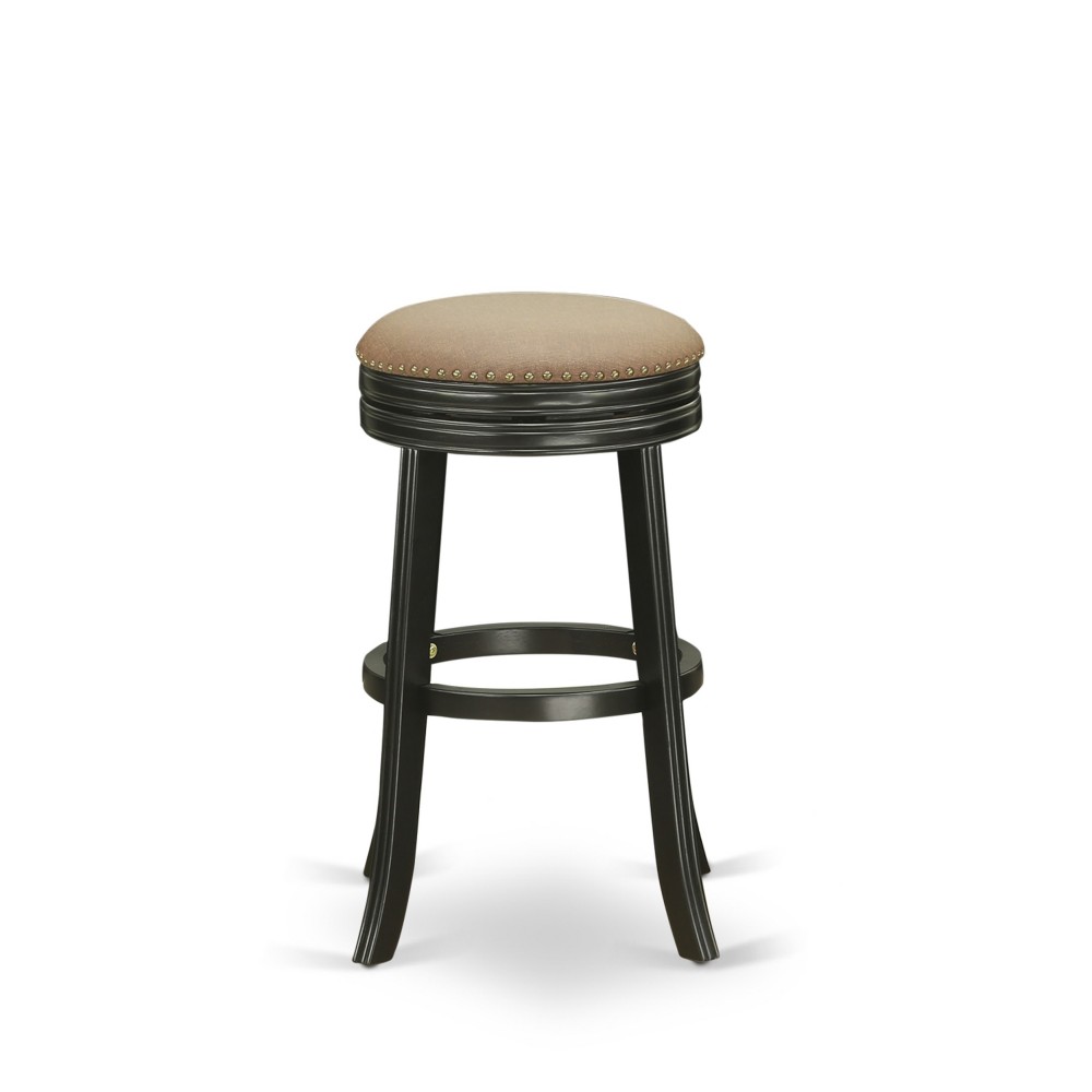 Swivel Backless Barstool 30'' Seat Height, Black Leg, F12-12 Pu Leather Brown Roast