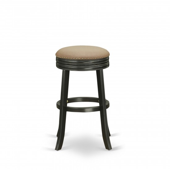 Swivel Backless Barstool 30'' Seat Height, Black Leg, F12-12 Pu Leather Brown Roast