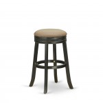 Swivel Backless Barstool 30'' Seat Height, Black Leg, F12-12 Pu Leather Brown Roast