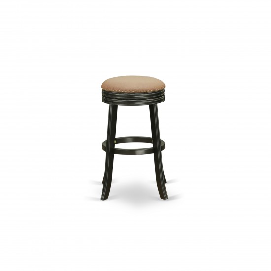 Swivel Backless Barstool 30'' Seat Height, Black Leg, F12-12 Pu Leather Brown Roast