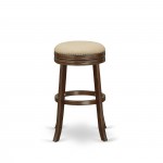 Swivel Backless Barstool 30'' Seat Height, Mahogany Leg, F12-03 Pu Leather Mocha