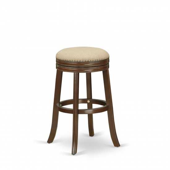 Swivel Backless Barstool 30'' Seat Height, Mahogany Leg, F12-03 Pu Leather Mocha