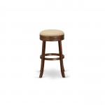 Swivel Backless Barstool 30'' Seat Height, Mahogany Leg, F12-03 Pu Leather Mocha