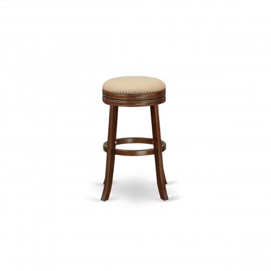 Swivel Backless Barstool 30'' Seat Height, Mahogany Leg, F12-03 Pu Leather Mocha