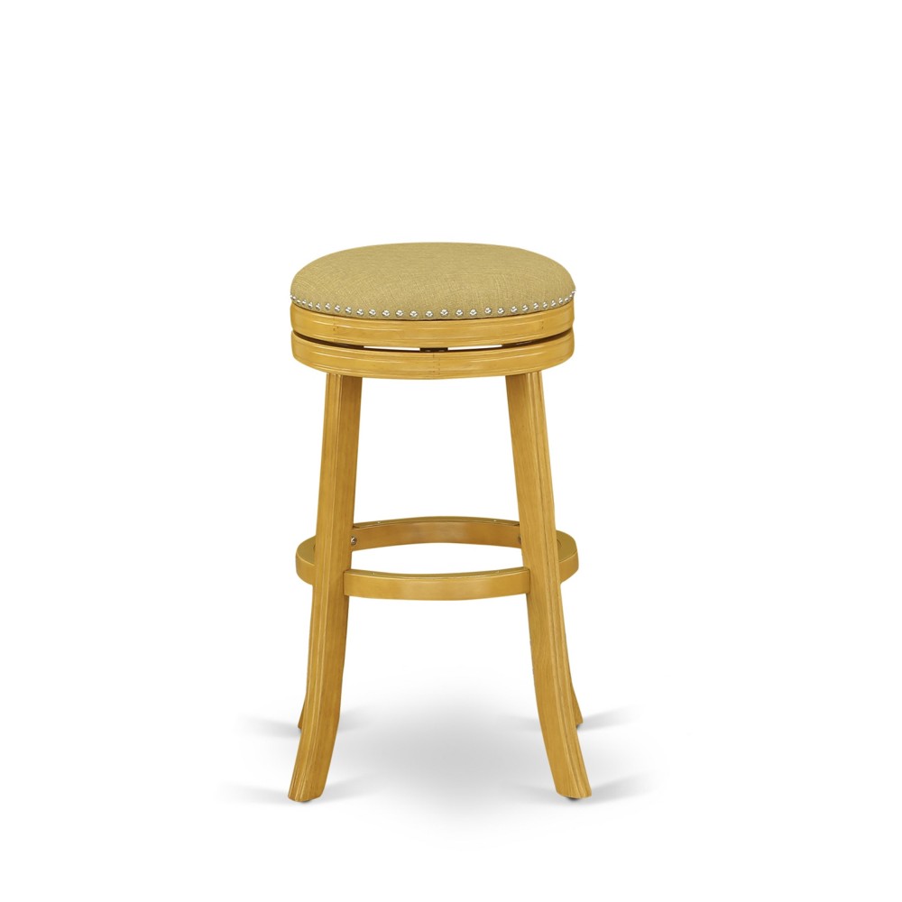 Swivel Backless Barstool 30'' Seat Height, Oak Leg, F12-16 Pu Leather Vegas Gold