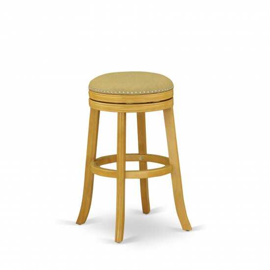 Swivel Backless Barstool 30'' Seat Height, Oak Leg, F12-16 Pu Leather Vegas Gold