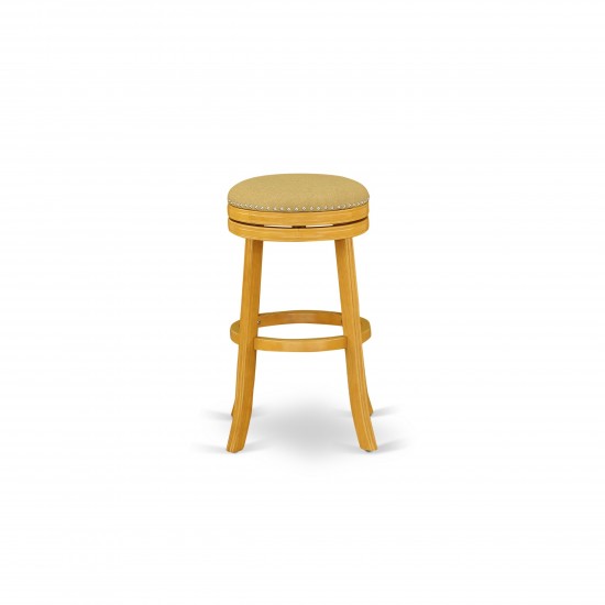 Swivel Backless Barstool 30'' Seat Height, Oak Leg, F12-16 Pu Leather Vegas Gold