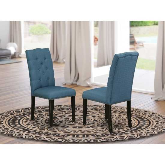 Elsa Parson Chair With Black Leg And Blue Color Fabric Color - Set Of 2